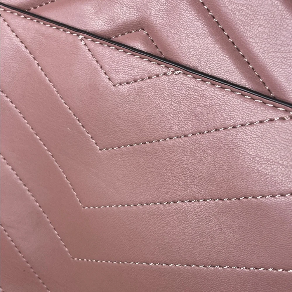 JustFab Blush Quilted Shoulder Bag with Gold Chain